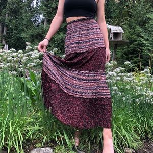 Maroon Boho Patterned Skirt